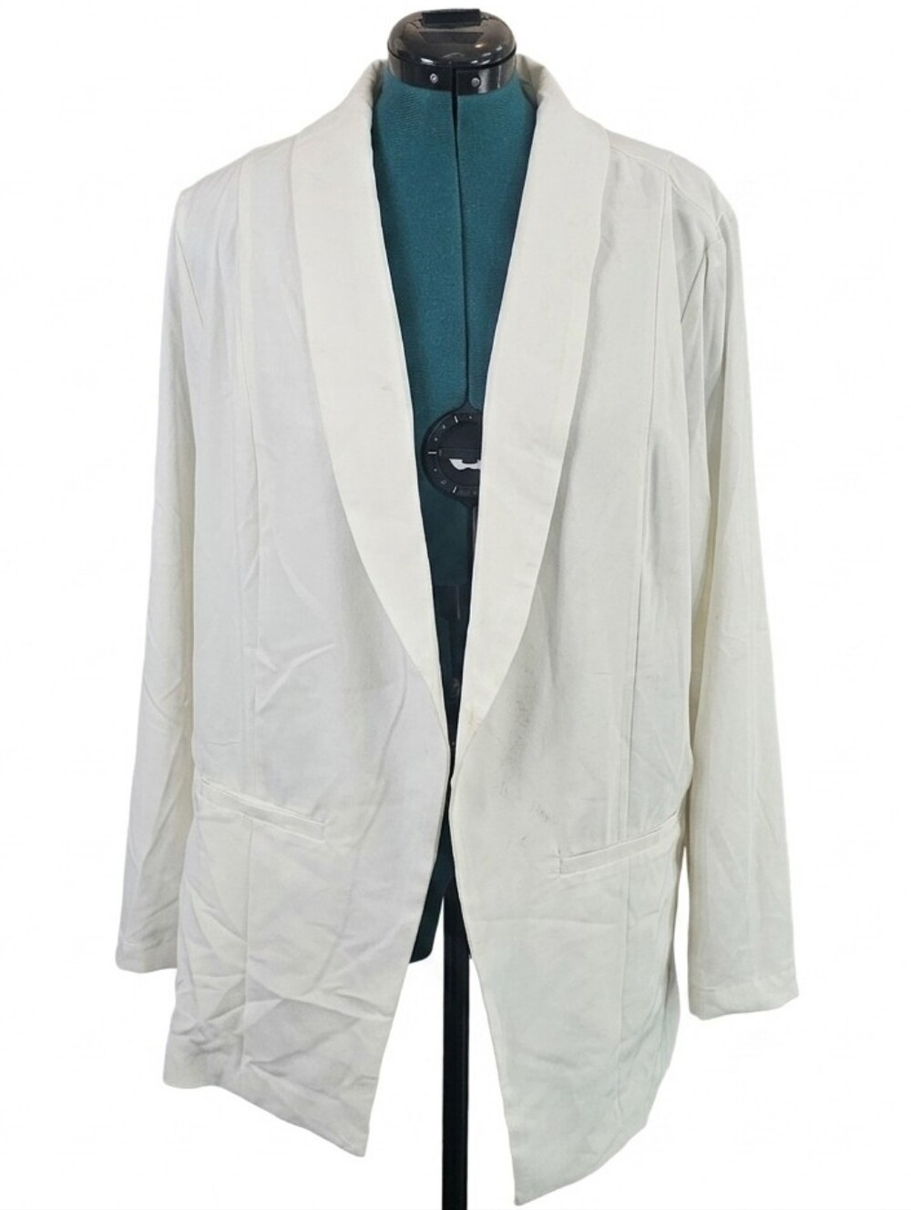 NWT Torrid Studio Crepe Classic Fit Blazer Ivory Open Front Shawl Collar 2X